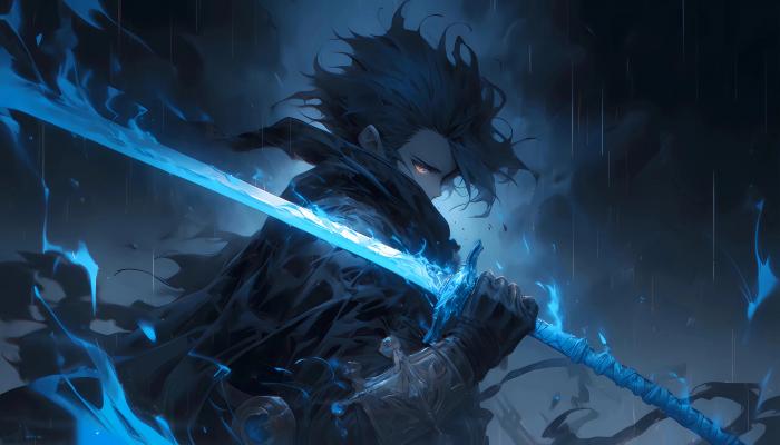 电脑壁纸 蓝光剑 动漫男孩 4K壁纸 电脑桌面 高清壁纸 壁纸下载-觅知音博客