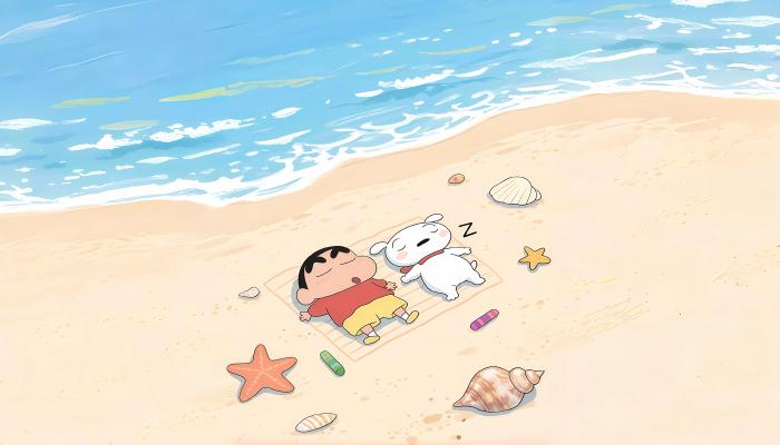 电脑壁纸 海边 沙滩 蜡笔小新 小狗 4K桌面壁纸 电脑桌面 高清壁纸 壁纸下载-觅知音博客