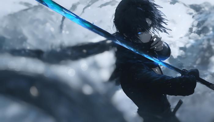 电脑壁纸 少年剑客 蓝色的剑 风雪剑士 4K动漫壁纸 电脑桌面 高清壁纸 壁纸下载-觅知音博客