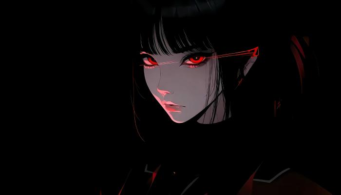 电脑壁纸 二次元 冷峻 动漫角色 暗黑少女 红眼红瞳 红瞳 黑发 电脑桌面 高清壁纸 壁纸下载-觅知音博客