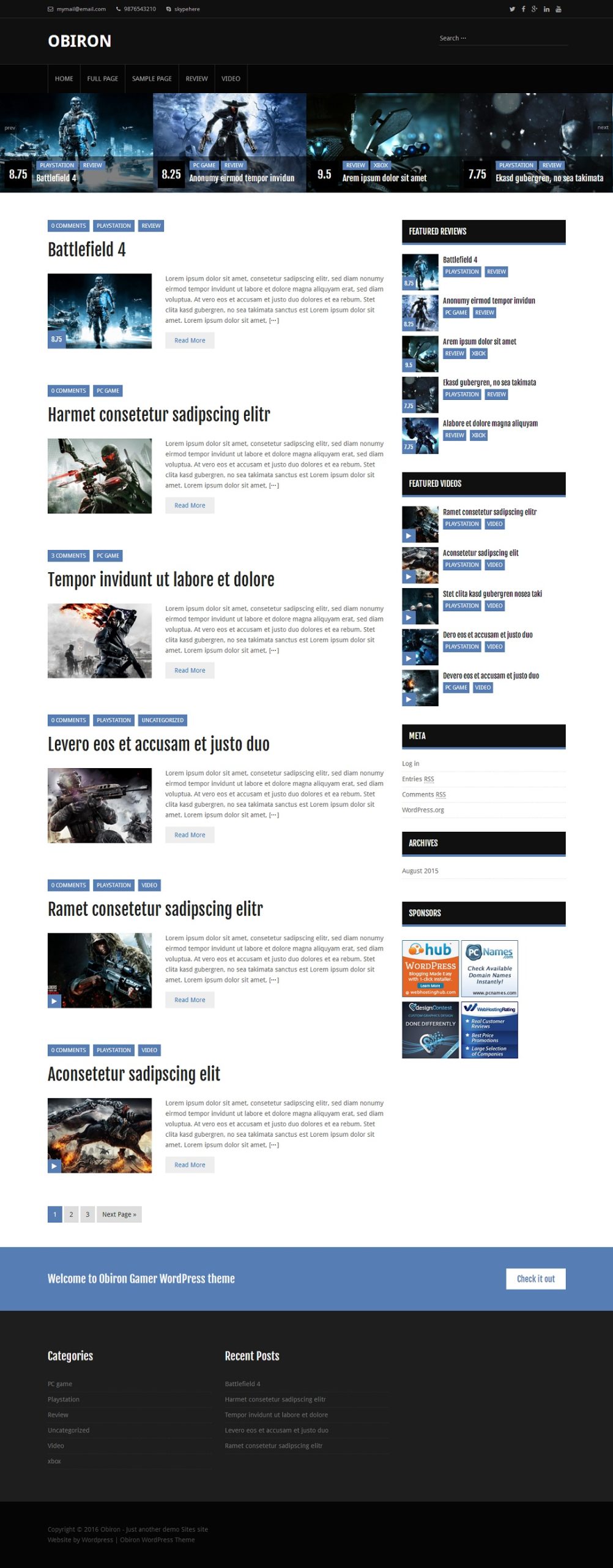 国外炫黑科技感wordpress主题-Obiron-觅知音博客