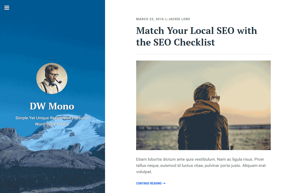 wordpress博客主题：DW Mono WordPress 自适应主题-觅知音博客